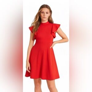 Anthropologie Maeve Women’s Deena Red Flutter Sleeve Mini Dress Medium